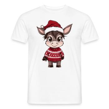 Esel Weihnachten Comic - Männer T-Shirt - Weiß - Vorne - AI Model Male 178 dark (178cm)