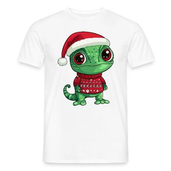 Bande dessinée de Noël caméléon - T-shirt homme - blanc - Devant - AI Model Male 178 dark (178cm)