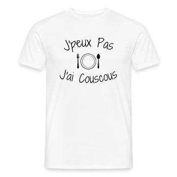 J'peux Pas J'ai Couscous - T-shirt homme - blanc - Devant - AI Model Male 178 dark (178cm)
