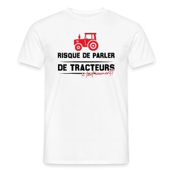 Risque de parler de tracteurs à tout moment - T-shirt homme - blanc - Devant - AI Model Male 178 dark (178cm)