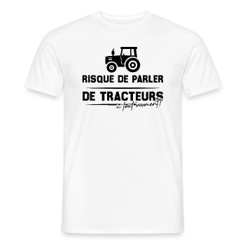 Risque de parler de tracteurs à tout moment - T-shirt homme - blanc - Devant - AI Model Male 178 dark (178cm)