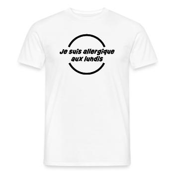 Je suis allergique aux lundis - T-shirt homme - blanc - Devant - AI Model Male 178 dark (178cm)