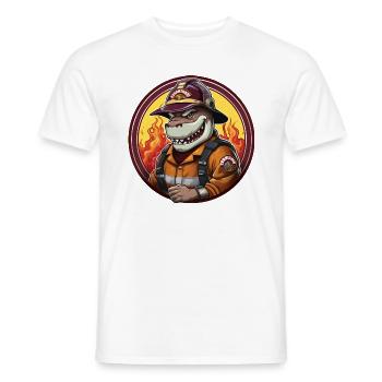 Brigade de pompiers des requins - T-shirt homme - blanc - Devant - AI Model Male 178 dark (178cm)