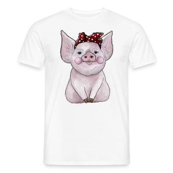 Bandana cochon - T-shirt homme - blanc - Devant - AI Model Male 178 dark (178cm)