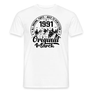 1991 March Original: 33 Years Anniversary Gift - Men's T-Shirt - white - Front - AI Model Male 178 dark (178cm)