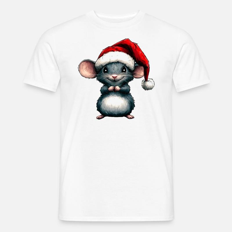 Weihnachtsmann Mäuschen - Männer T-Shirt - Weiß