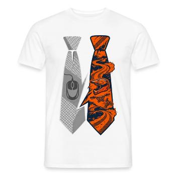 Moto de bureau Cycliste avec cravate - T-shirt homme - blanc - Devant - AI Model Male 178 dark (178cm)