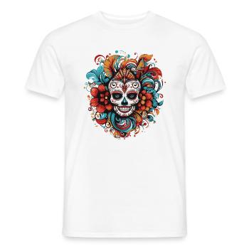 Carnaval Party Masque Tête De Fleur Crâne Squelette - T-shirt homme - blanc - Devant - AI Model Male 178 dark (178cm)
