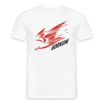 Borkum Sturzflug Tiefflieger Möwe Urlaub T-Shirt - Männer T-Shirt - Weiß - Vorne - AI Model Male 178 dark (178cm)