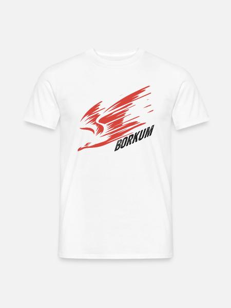 Borkum Sturzflug Tiefflieger Möwe Urlaub T-Shirt - Männer T-Shirt - Weiß