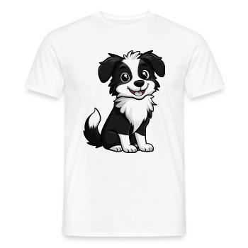 Border Collie Hund Comic Niedlich - Männer T-Shirt - Weiß - Vorne - AI Model Male 178 dark (178cm)