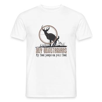 Chasseur de cerf végétarien Mon manger chie sur le tien - T-shirt homme - blanc - Devant - AI Model Male 178 dark (178cm)