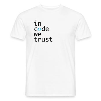 dans le code, nous l'espérons, développeur, codeur - T-shirt homme - blanc - Devant - AI Model Male 178 dark (178cm)