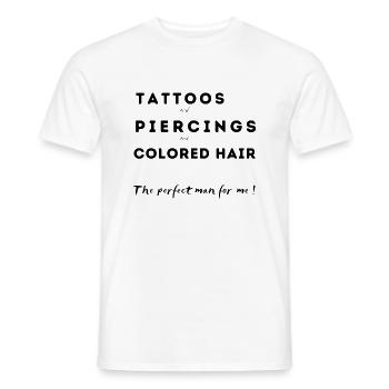 Tattoos and piercings and colored hair - Men's T-Shirt - white - Front - AI Model Male 178 dark (178cm)