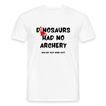 Dinosaurier hatten kein Bogenschießen Wie hat das geklappt? - Männer T-Shirt - Weiß - Vorne - AI Model Male 178 dark (178cm)