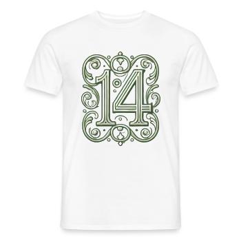 Elegantes, verziertes Design der Zahl 14 - Männer T-Shirt - Weiß - Vorne - AI Model Male 178 dark (178cm)