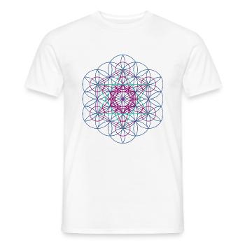 Fleur de la vie - Metatronwürfel libre - T-shirt homme - blanc - Devant - AI Model Male 178 dark (178cm)