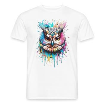 eule,graffiti,malerei,bunt, Aquarell - Männer T-Shirt - Weiß - Vorne - AI Model Male 178 dark (178cm)