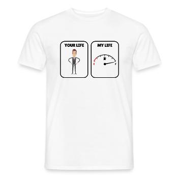 Funny saying gasoline price inflation - Men's T-Shirt - white - Front - AI Model Male 178 dark (178cm)