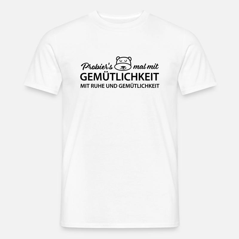 Bär mit Gemütlichkeit - Männer T-Shirt - Weiß