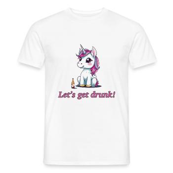 Unicorn Alcohol Toast Bachelor Lets Get Drunk - Men's T-Shirt - white - Front - AI Model Male 178 dark (178cm)