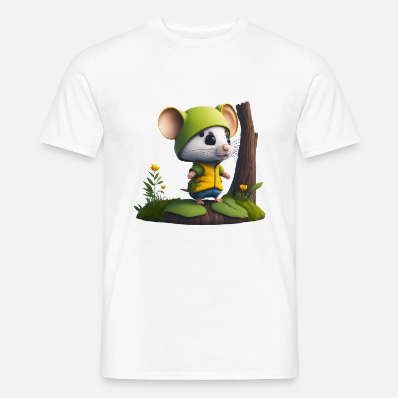 Cute mouse with cap and jacket - Men’s T-shirt - white
