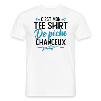 C'est mon tee shirt de pêche chanceux - T-shirt homme - blanc - Devant - AI Model Male 178 dark (178cm)