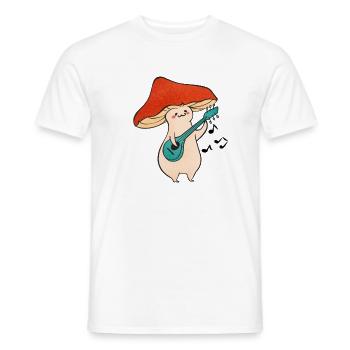 Funny mushroom makes music - Men's T-Shirt - white - Front - AI Model Male 178 dark (178cm)