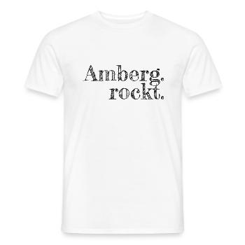 Amberg rockt - Textdesign mit Stadtnamen - Männer T-Shirt - Weiß - Vorne - AI Model Male 178 dark (178cm)