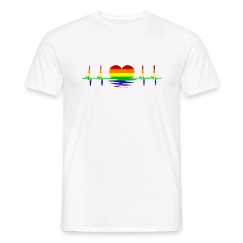 LGBT heartbeat rainbow flag CSD pulse cardiaque ECG - T-shirt homme - blanc - Devant - AI Model Male 178 dark (178cm)