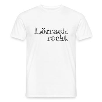 Lörrach rockt - Textdesign mit Stadtnamen - Männer T-Shirt - Weiß - Vorne - AI Model Male 178 dark (178cm)