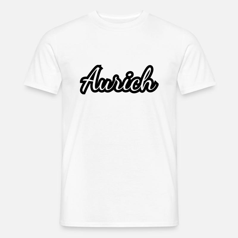 Aurich - Textdesign mit Stadtnamen - Männer T-Shirt - Weiß