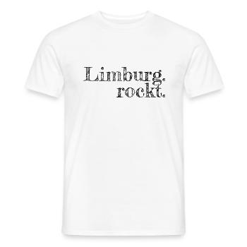 Lörrach rockt - Textdesign mit Stadtnamen - Männer T-Shirt - Weiß - Vorne - AI Model Male 178 dark (178cm)