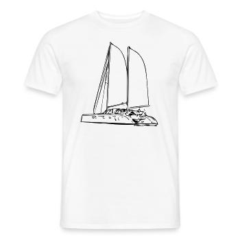 Yacht à voile - T-shirt homme - blanc - Devant - AI Model Male 178 dark (178cm)