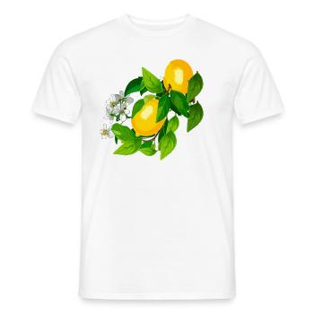Citron, Amalfi, Fleur, Illustration, Peinture - T-shirt homme - blanc - Devant - AI Model Male 178 dark (178cm)