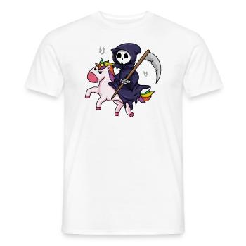 Grim Reaper Rides Unicorn Halloween Reaper Gift - Men's T-Shirt - white - Front - AI Model Male 178 dark (178cm)