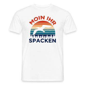 Moin Ihr Spacken Nordsee Neordeutsch Retro Vintage - Männer T-Shirt - Weiß - Vorne - AI Model Male 178 dark (178cm)