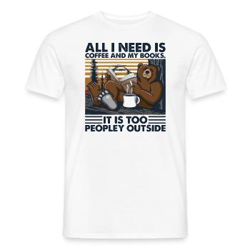 T-shirt Tout ce dont j'ai besoin est du café et mes livres - T-shirt homme - blanc - Devant - AI Model Male 178 dark (178cm)