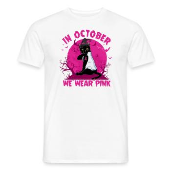 In October We Wear Pink Halloween T Shirt - Männer T-Shirt - Weiß - Vorne - AI Model Male 178 dark (178cm)
