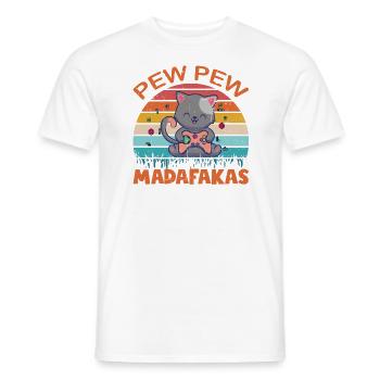 Pew Pew Funny Cat - Men's T-Shirt - white - Front - AI Model Male 178 dark (178cm)