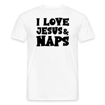 I Love Jesus & Naps Baby Bodysuit - Men's T-Shirt - white - Front - AI Model Male 178 dark (178cm)