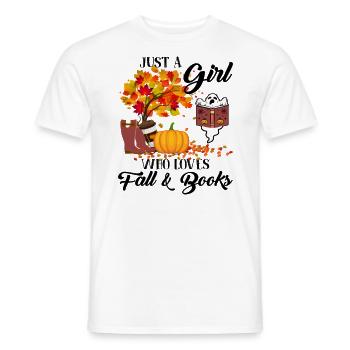 Halloween Juste une fille qui loves fall and books - T-shirt homme - blanc - Devant - AI Model Male 178 dark (178cm)