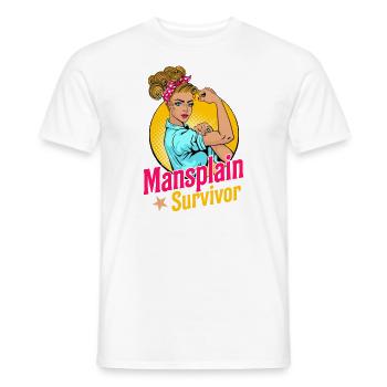 Mansplain Survivor - Men's T-Shirt - white - Front - AI Model Male 178 dark (178cm)