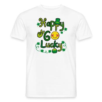 Happy Go Lucky Leprechaun Hat Smiley - Männer T-Shirt - Weiß - Vorne - AI Model Male 178 dark (178cm)