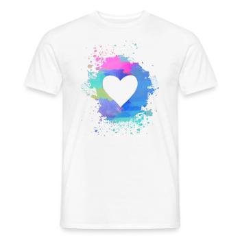 heart, colorful,pastel,painting,watercolor,pink,blue - Men's T-Shirt - white - Front - AI Model Male 178 dark (178cm)