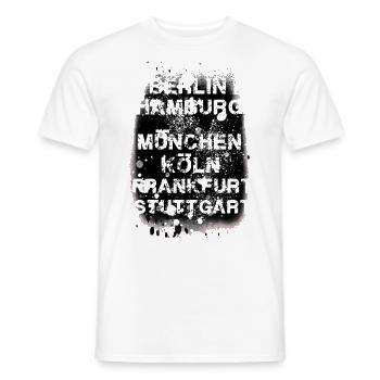 noir,villes allemandes,francfort,berlin,hambourg - T-shirt homme - blanc - Devant - AI Model Male 178 dark (178cm)