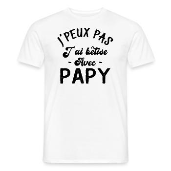 J'peux pas j'ai bêtise avec papy - T-shirt homme - blanc - Devant - AI Model Male 178 dark (178cm)
