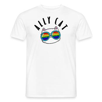 Ally Cat - LGBTIQ Queer Gay Pride CSD Cartoon - Männer T-Shirt - Weiß - Vorne - AI Model Male 178 dark (178cm)