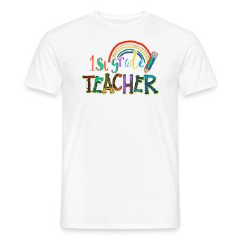 Leopard 1st Grade Teacher Rainbow - Men's T-Shirt - white - Front - AI Model Male 178 dark (178cm)