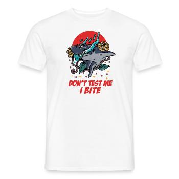Don't Test Me I Bite Funny Shark Shirt Shark Lover - Men's T-Shirt - white - Front - AI Model Male 178 dark (178cm)